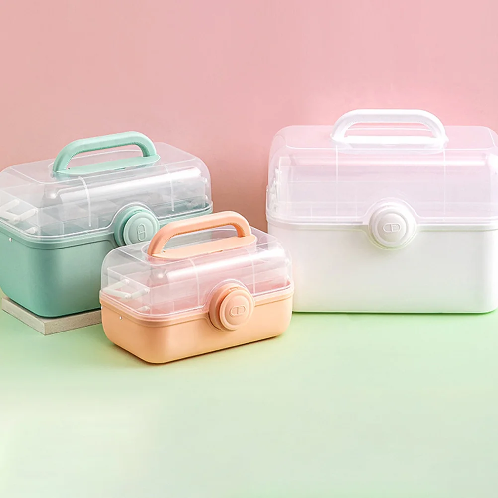 1 قطعة صندوق طبي محمول متعدد الوظائف البلاستيك الطب حالة المعونة التخزين المنظم صندوق طبي محمول #2