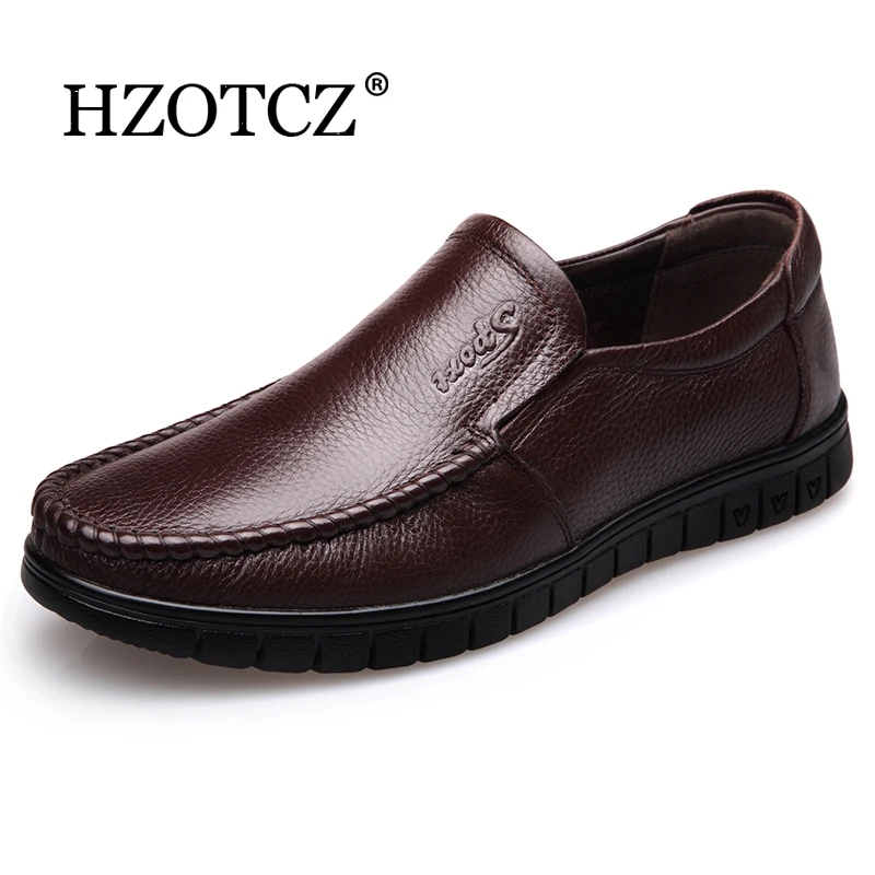 Genuine Leather Men Loafers Casual dress Shoes Men Handmade Sneakers Flat Platform Walking Shoes Outdoor Footwear