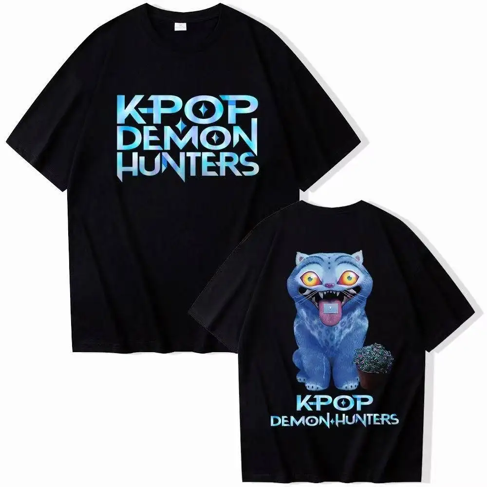 

Summer KPop Demon Hunters Derpy Tiger 2025 Movie T-Shirts Men Women Casual Cotton Short Sleeve Shirts Unisex Y2k Streetwear