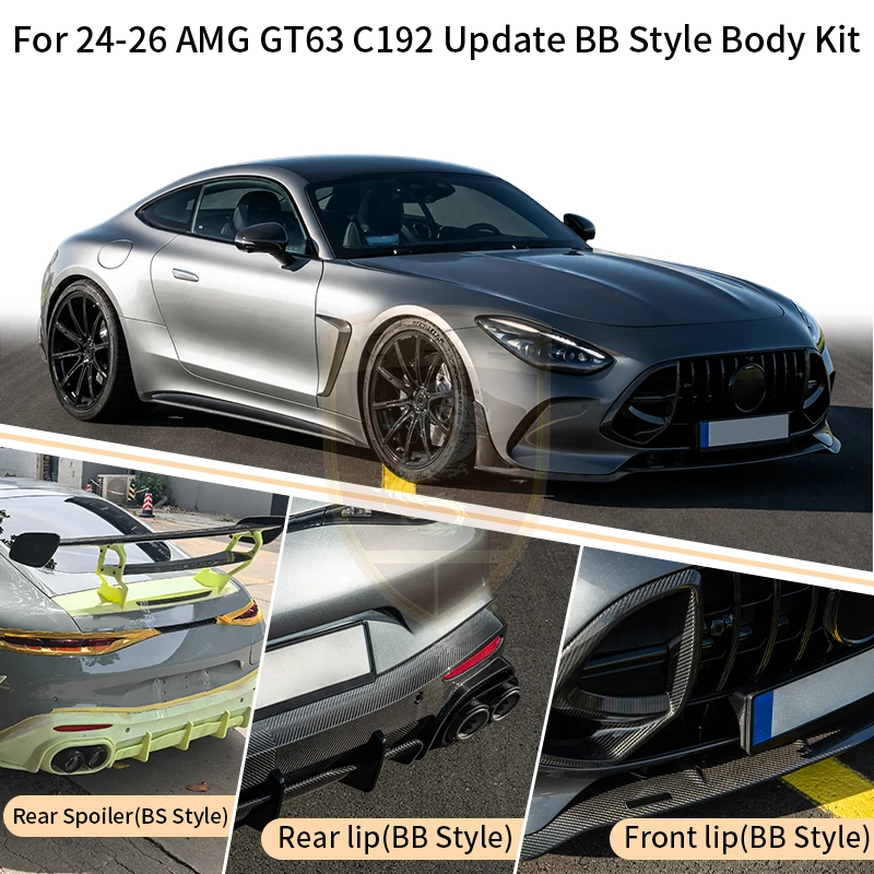 NEW Dry Carbon Fiber Bra-b Body Kit for Benz GT C192 2024-2026 Car Hood Front Lip Spoiler Fender Vent Rear Diffuse for AMG GT63