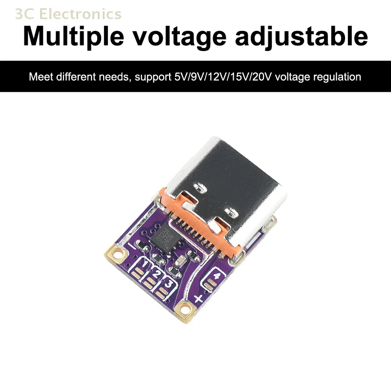 

1Pcs Trigger PD To DC Type C Interface PD3.0 PD3.1 QC3.0 Deceiver Fast Charging Module DC 5/9/12/15/20/28/36/48V Voltage