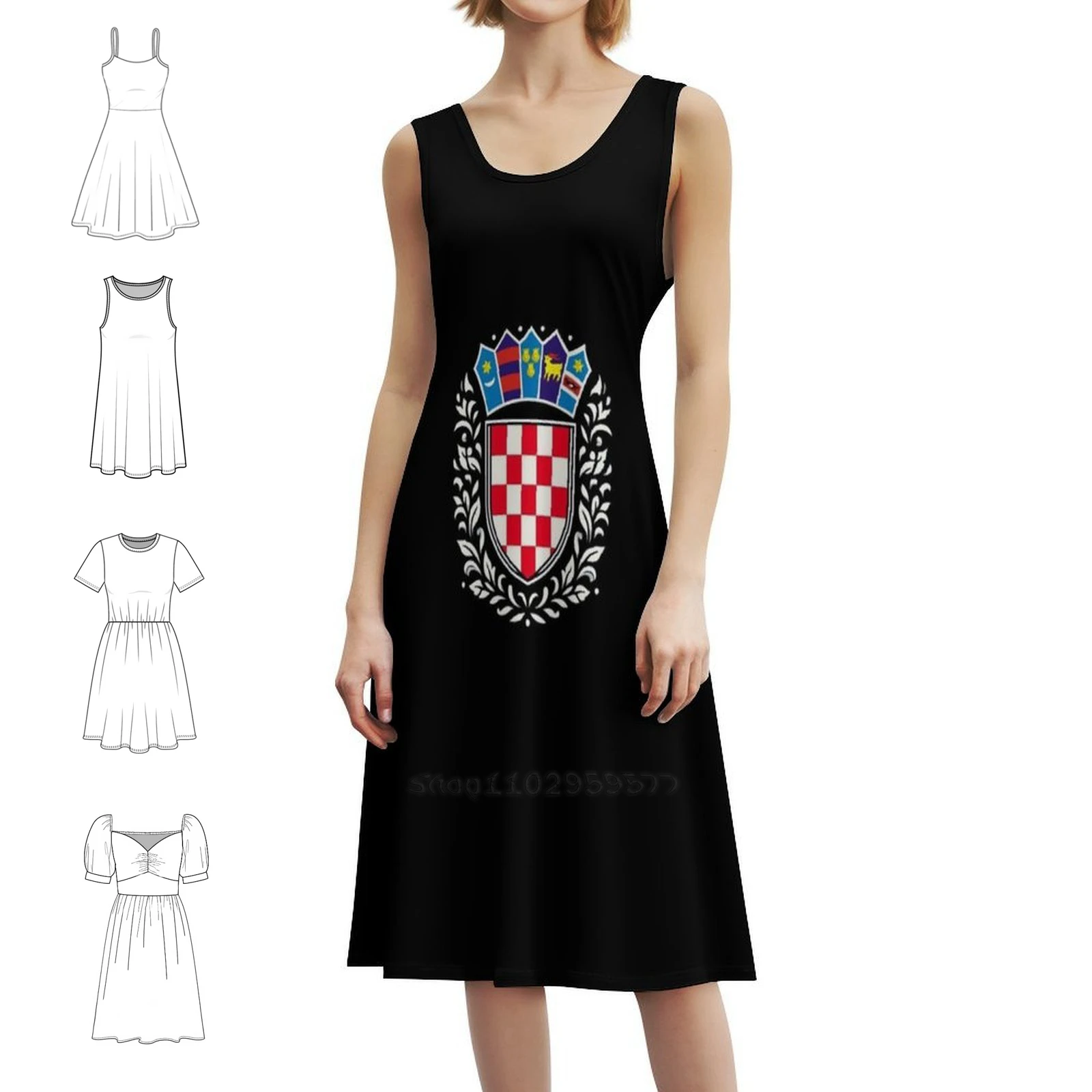 

Герб Хорватии Платье в корейском стиле для женщин Элегантное повседневное платье для вечеринки или повседневной носки Европа Leste Leste