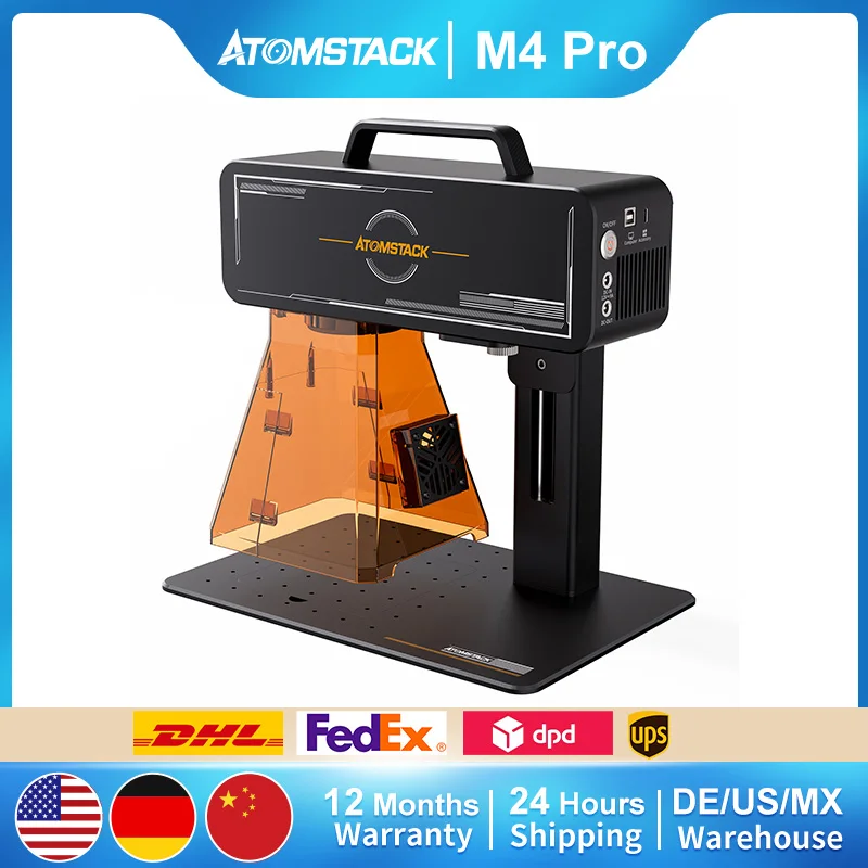 AtomStack M4 PRO Laser Marking Machine 2-In-1 Dual Laser Blue Diode Infrared Laser Desktop Handheld Use