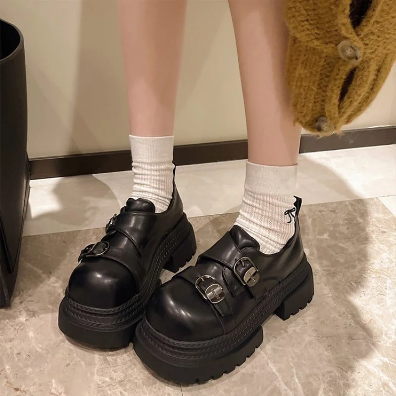 حذاء بدون كعب ذو نعل سميك لعام 2025 للنساء، على الطراز البريطاني القديم ماري جينس، حذاء مكتنز مريح بنعل ناعم، موضة ربيع الخريف #1