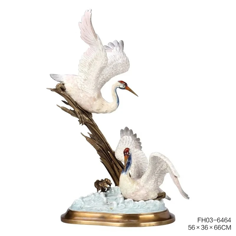 European and American retro white porcelain bird candle holder home restaurant decoration brass cage
