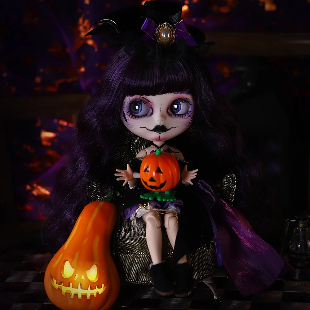 

ICY DBS Blyth 1/6 Doll 30cm Halloween Theme White Matte Face Hand-painted Makeup Pumpkin Festival bjd Doll Set SD