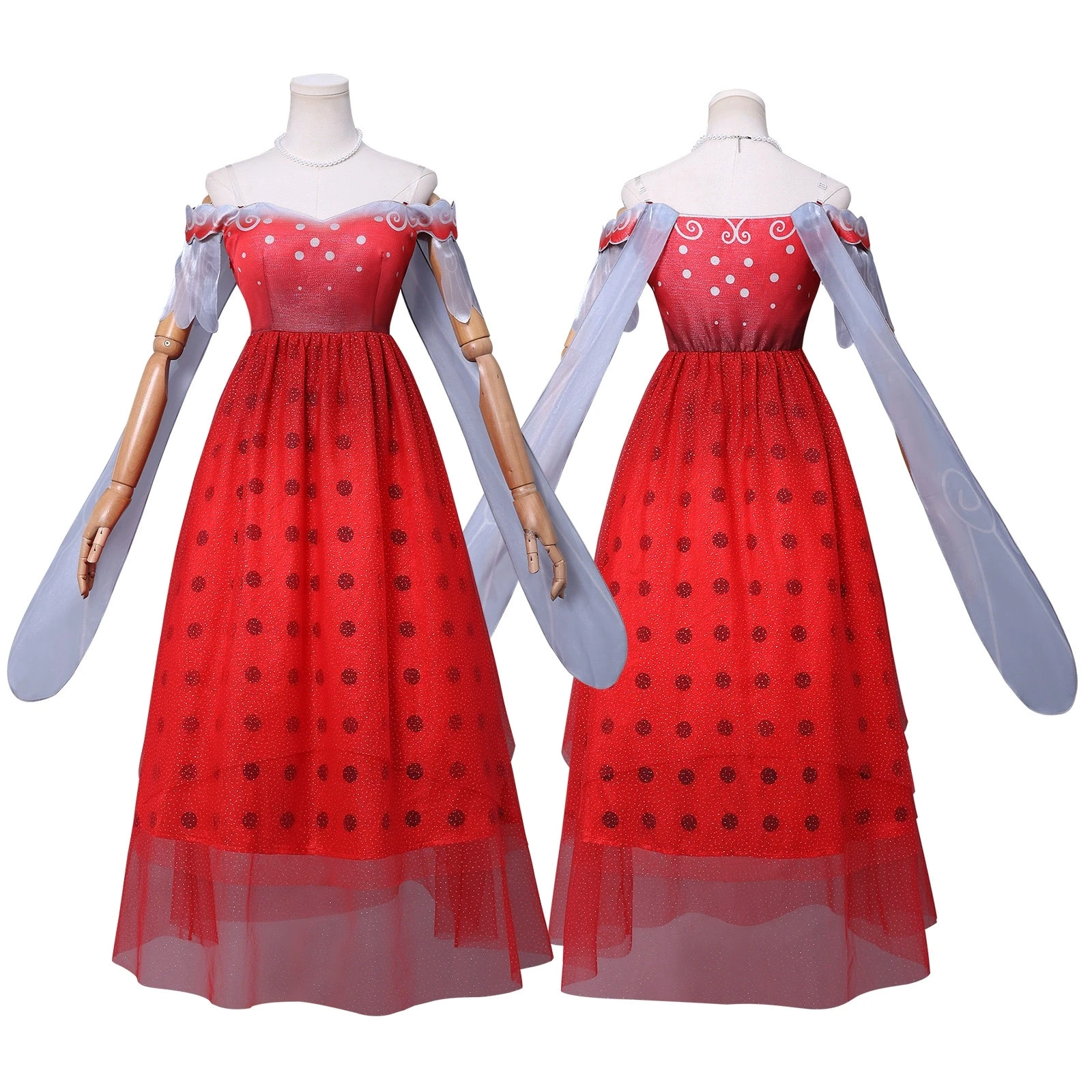 

Movie Lady Girl Bug Cosplay Costume Red Dress Outfit Halloween Carnival Disguise Suit