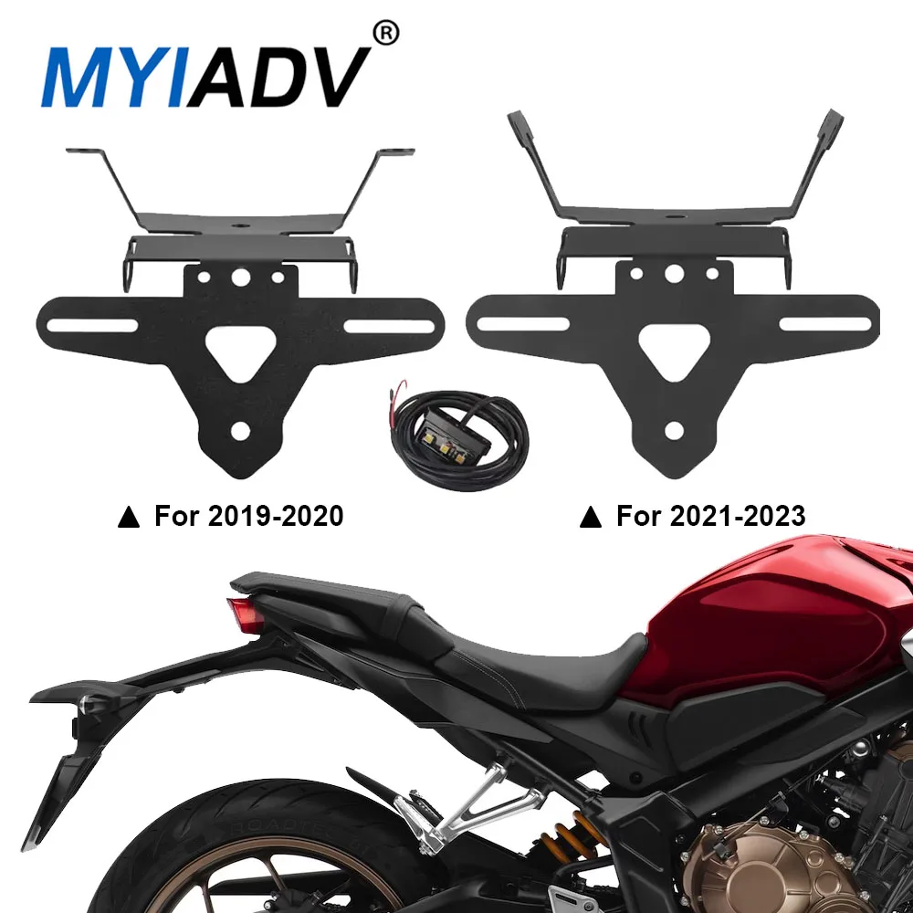 For Honda CB650R CBR650R 2019-2023 Motorcycle License Plate Bracket With LED Light Tail Lateral Number Registration Holder Mount