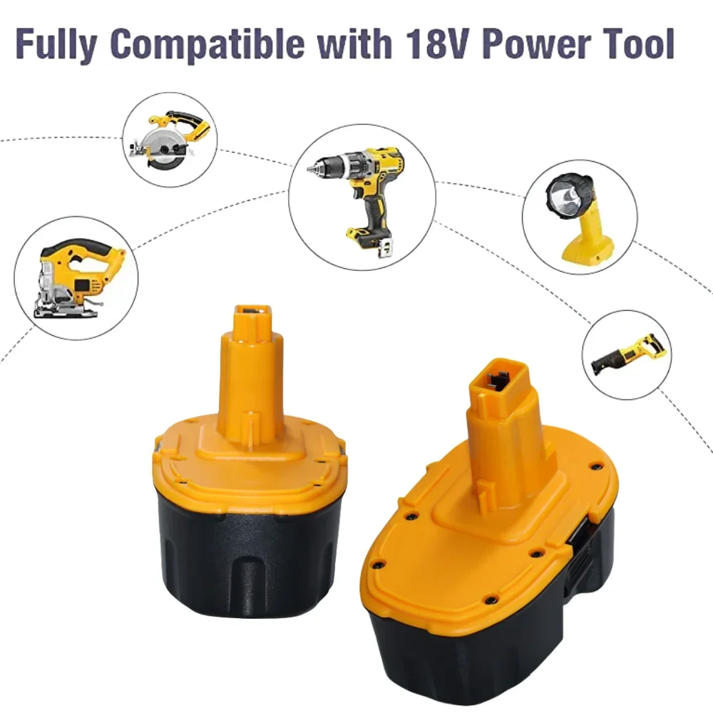 For Dewalt 18V 4800/6800/9800/12800mAh Ni-MH Battery DC9098 DC9099 DW9095 DW9096 DW9098 DE9038 DE9096 Power Tool Battery