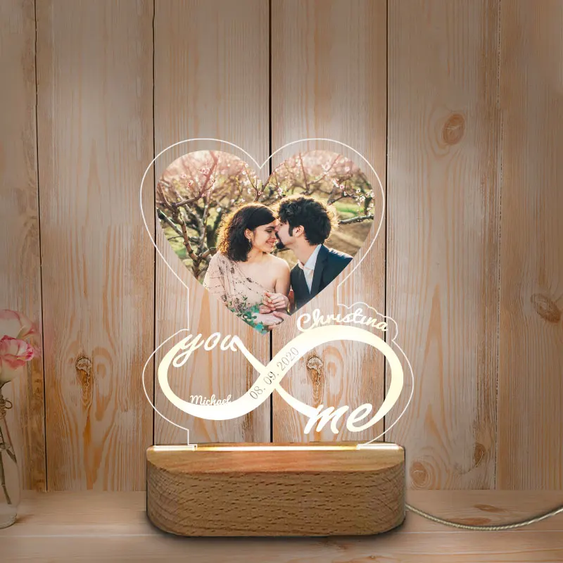 Personalized Night Light With Picture&Text,Custom Gifts For Girlfriend Boyfriend Couple Photo Gifts