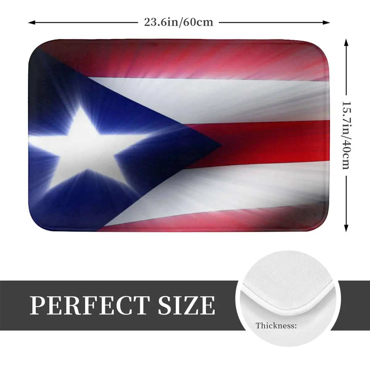 Puerto Rico Flag Non-slip Doormat Floor Mat Cushion Carpet Rug for Kitchen Entrance Home Bathroom Living room Footpad Mats