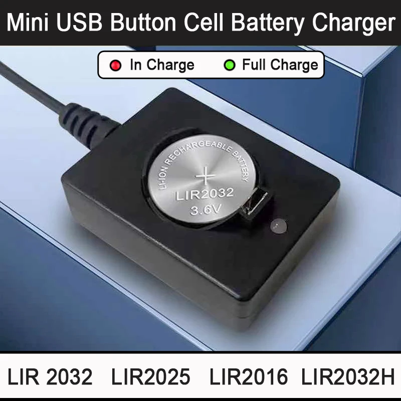 Mini 3.6V USB Button Cell Coin Battery Charger Portable LIR2032 LIR2025 LIR2016 LIR2032H Overcharge Circuit Batteries Charger