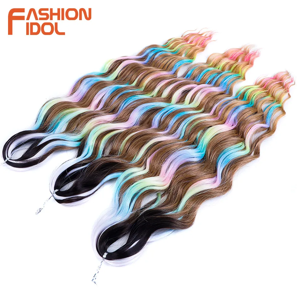 موضة المعبود 24 بوصة 300 جرام آنا موجة المياه تويست الكروشيه الشعر الاصطناعية جديلة الشعر أومبير قوس قزح موجة عميقة تجديل الشعر التمديد