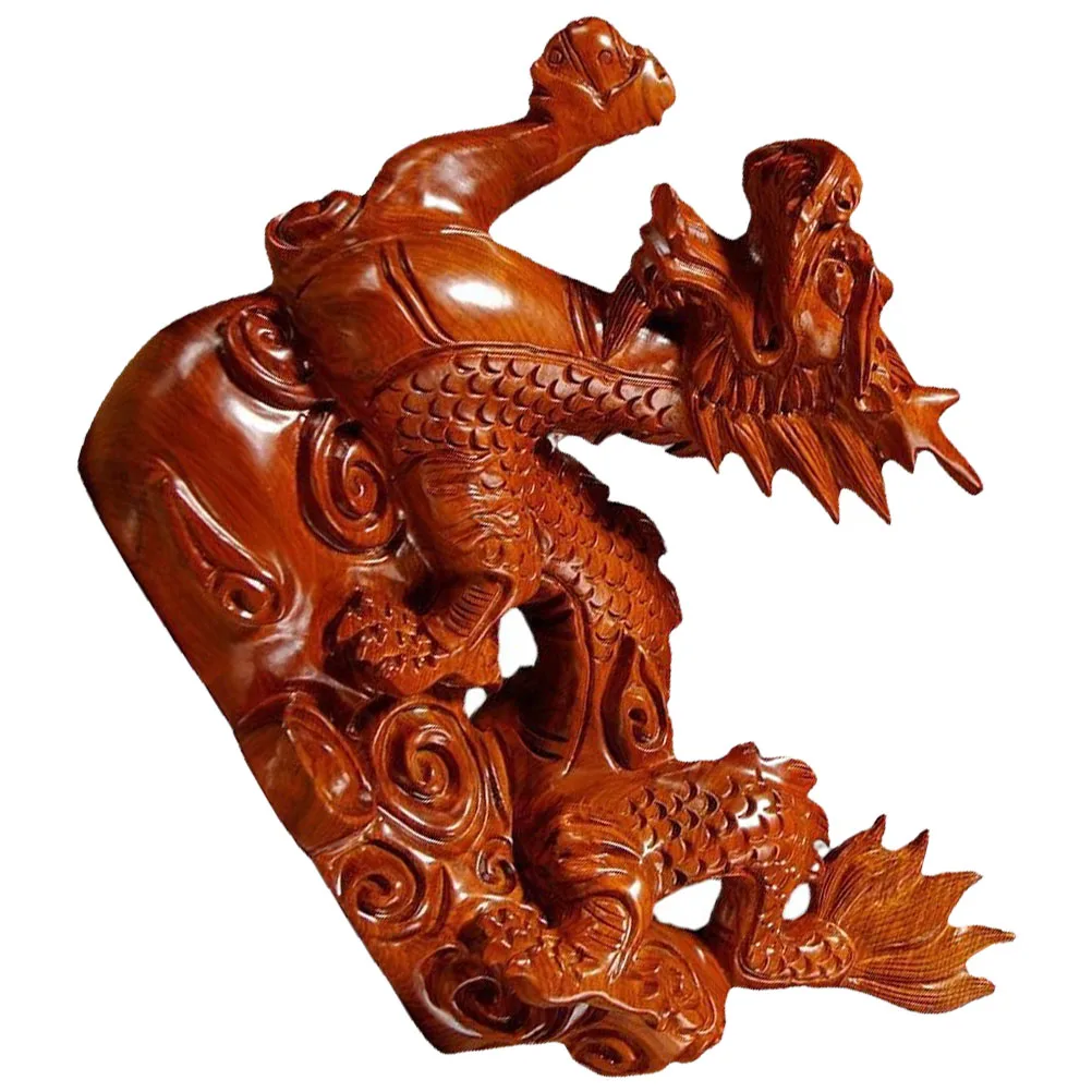 

Wood 12cm Chinese Decorations H Carved Wooden Figurine Home Dragon naments Decor Gift Dragon Sculpture nament
