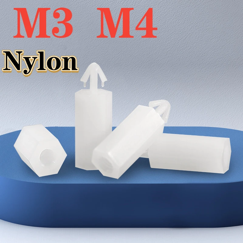 5/10/20/30Pcs M3 M4 PC Board Isolation Column Hexagonal Push In Nylon Column For Locking Circuit Board Bracket Fixing Bracket