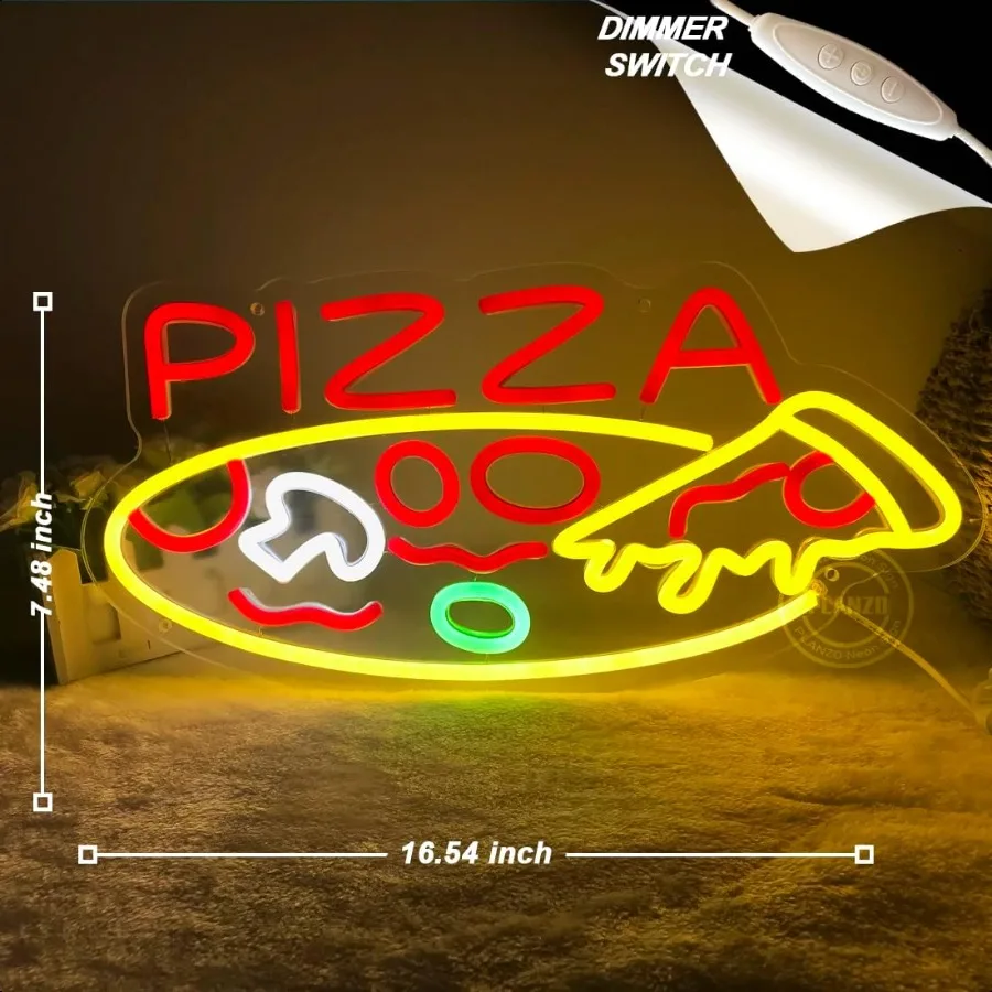 Planzo PIZZA Insegna al neon per ristorante Caffetteria Bar Pub Busin Store Pubblicità Vetrina LED Pizza Sign Cucina B