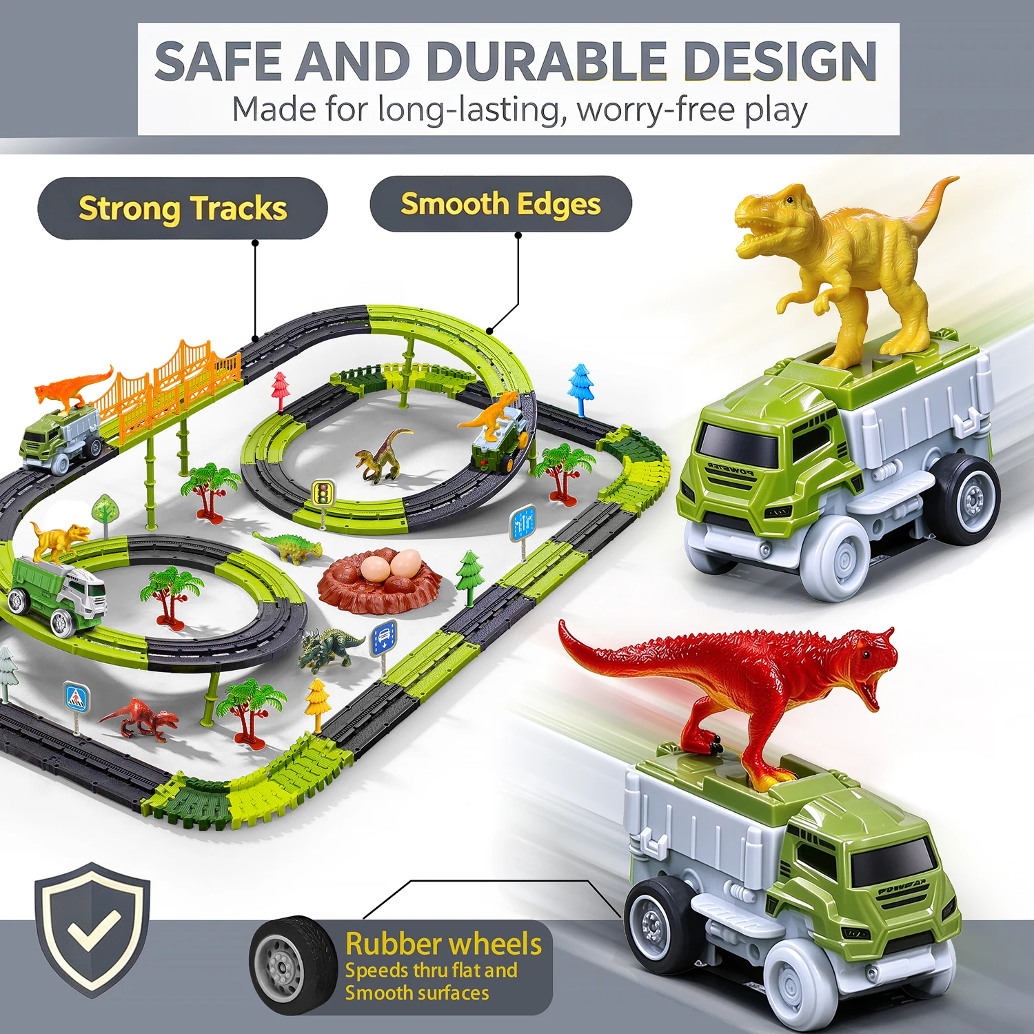 Electric Dinosaur Racing Car 3D Track - Flexible Magic Climbing Rail Car Educational Puzzle Toy