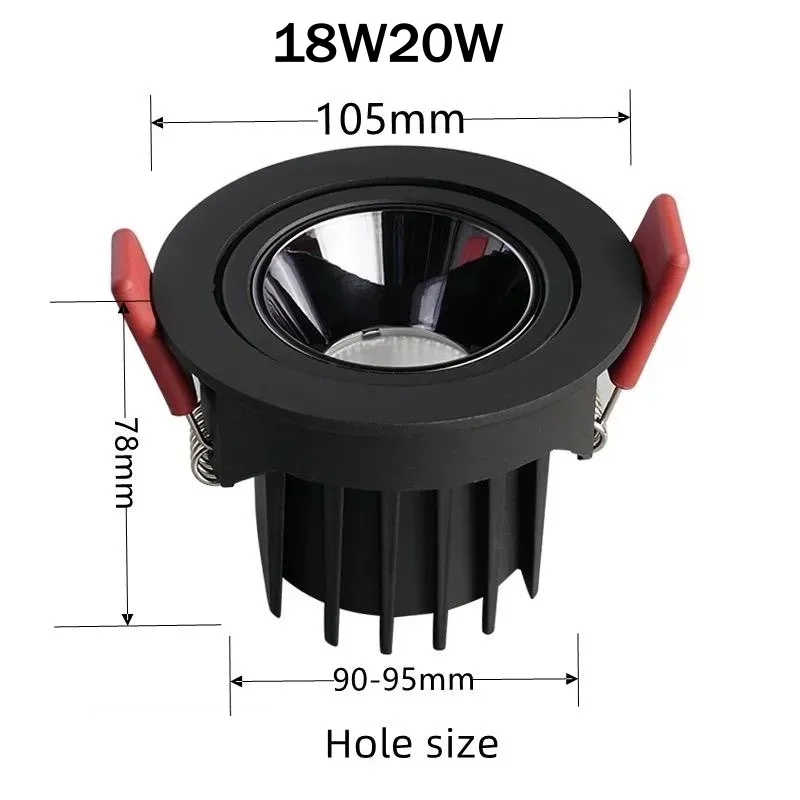 Recessed LED Spot light Anti-glare Downlight Dimmable OSRAM COB CRI 95 Aluminum Ceiling Lamp For Indoor lighting AC110-230V