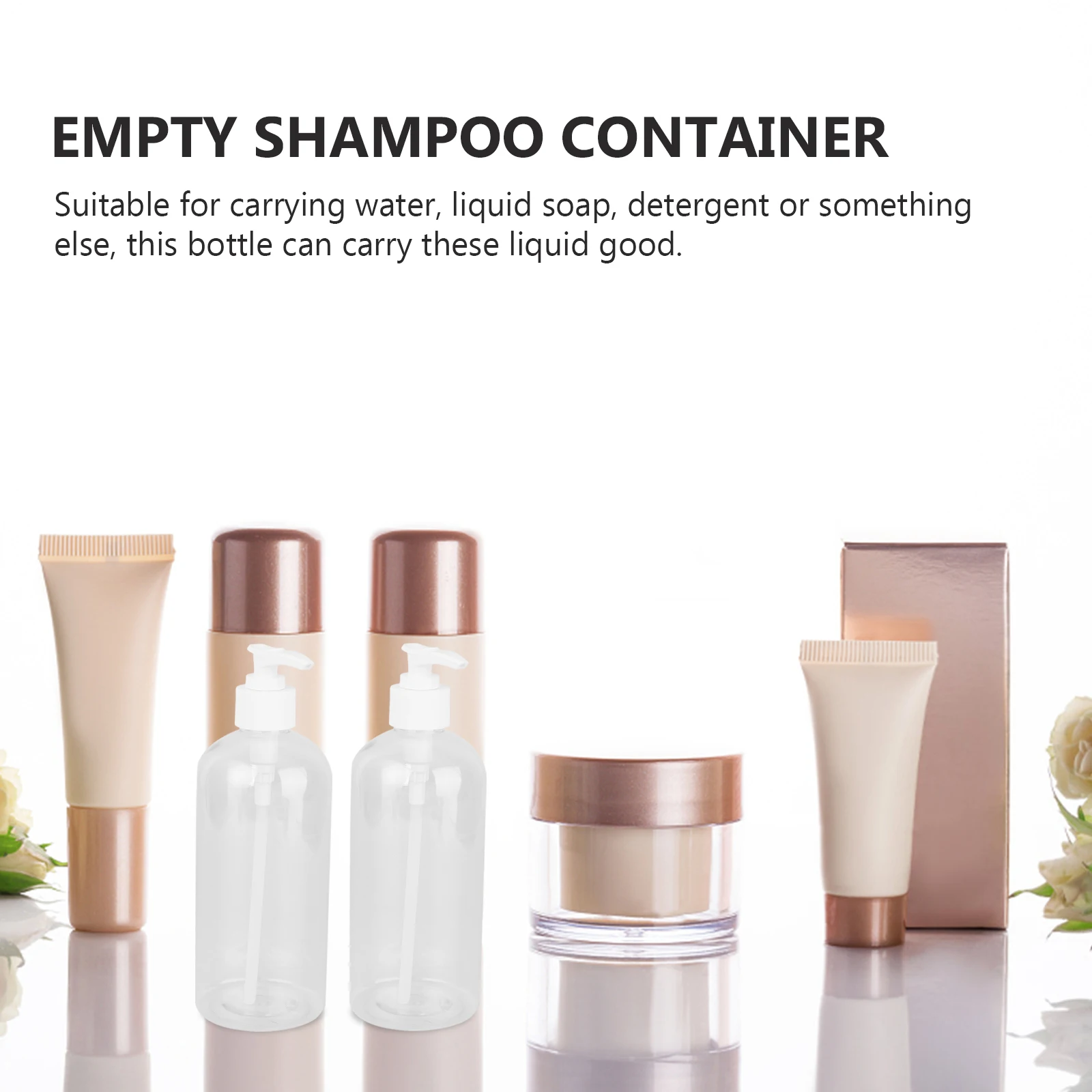 

4pcs Empty Pump Bottle 500Ml Clear Pet Travel Lotion Shampoo Dispenser Lightweight Liquid Soap Container Refillable