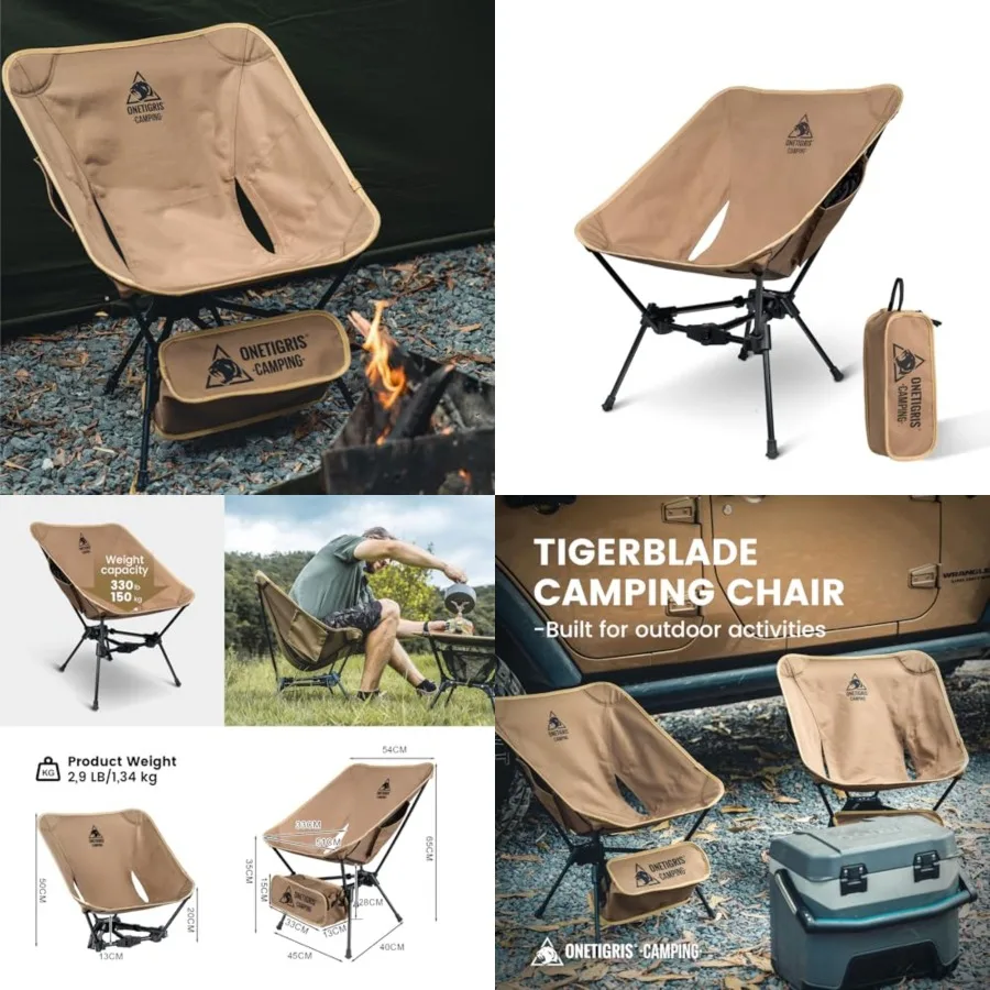 

Tigerblade Camping Chair, Lightweight Folding Backpacking Hiking Chair, Compact Portable 330 lbs Capacity