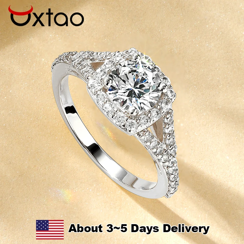 

OXTAO Classic 1CT Engagement Wedding Ring Cubic Zircon Lab Imitation Diamond for Women Men Finger Rings 14K Gold Filled Jewelry