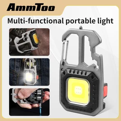 AmmToo Ultra Small Mini LED Light Rechargeable Keychain Light Outdoor Camping COB Work Light Portable Pocket Wrench Screwdriver