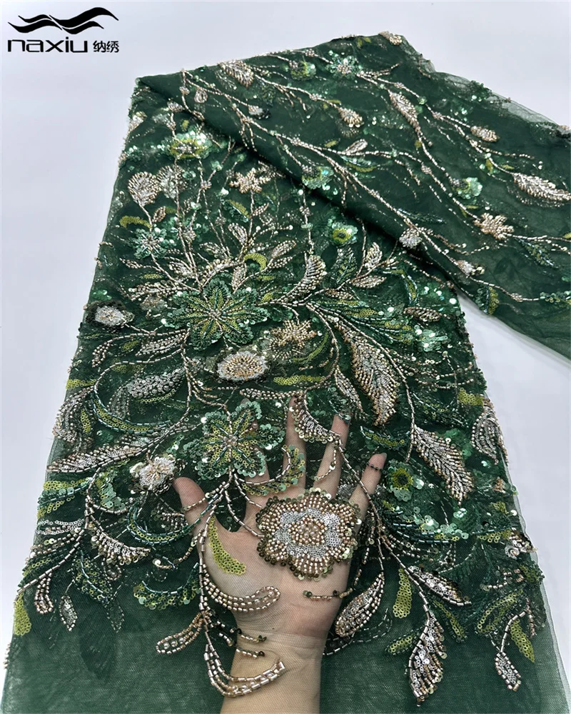 

Мадисон африканская французская кружевная ткань с блестками, высокое качество, кружево в нигерийском стиле, вышитое бисером, материал для платья для свадебной вечеринки