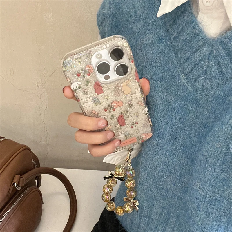 مسحوق ساطع IND | ساطع مسحوق زهرة الأرنب | هدية لصديقتك بسلسلة القوس | مناسبة آيفون 11 12 13 14 15 16 17 برو ماكس #4