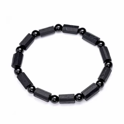 Natural Black Tourmaline Bracelet for Women and Men Raw Crystals Original Energy Quartz Stones Beads Bracelets 6*12mm