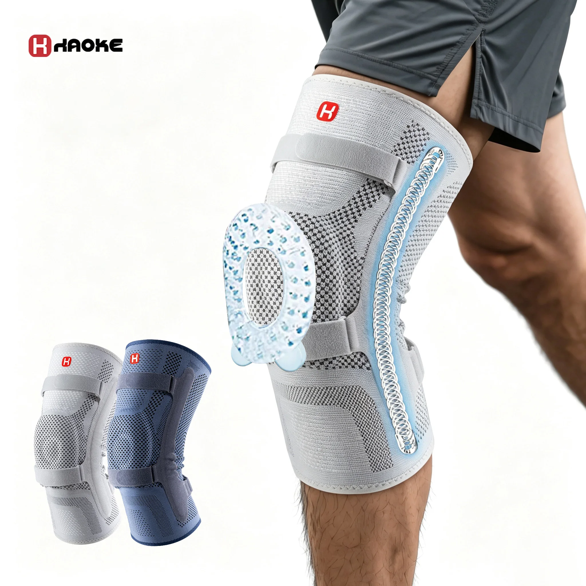 1PC Silicone Knee Pads Strap Patella Medial Support Meniscus Compression Knee Braces for Running Sport Knee Protection