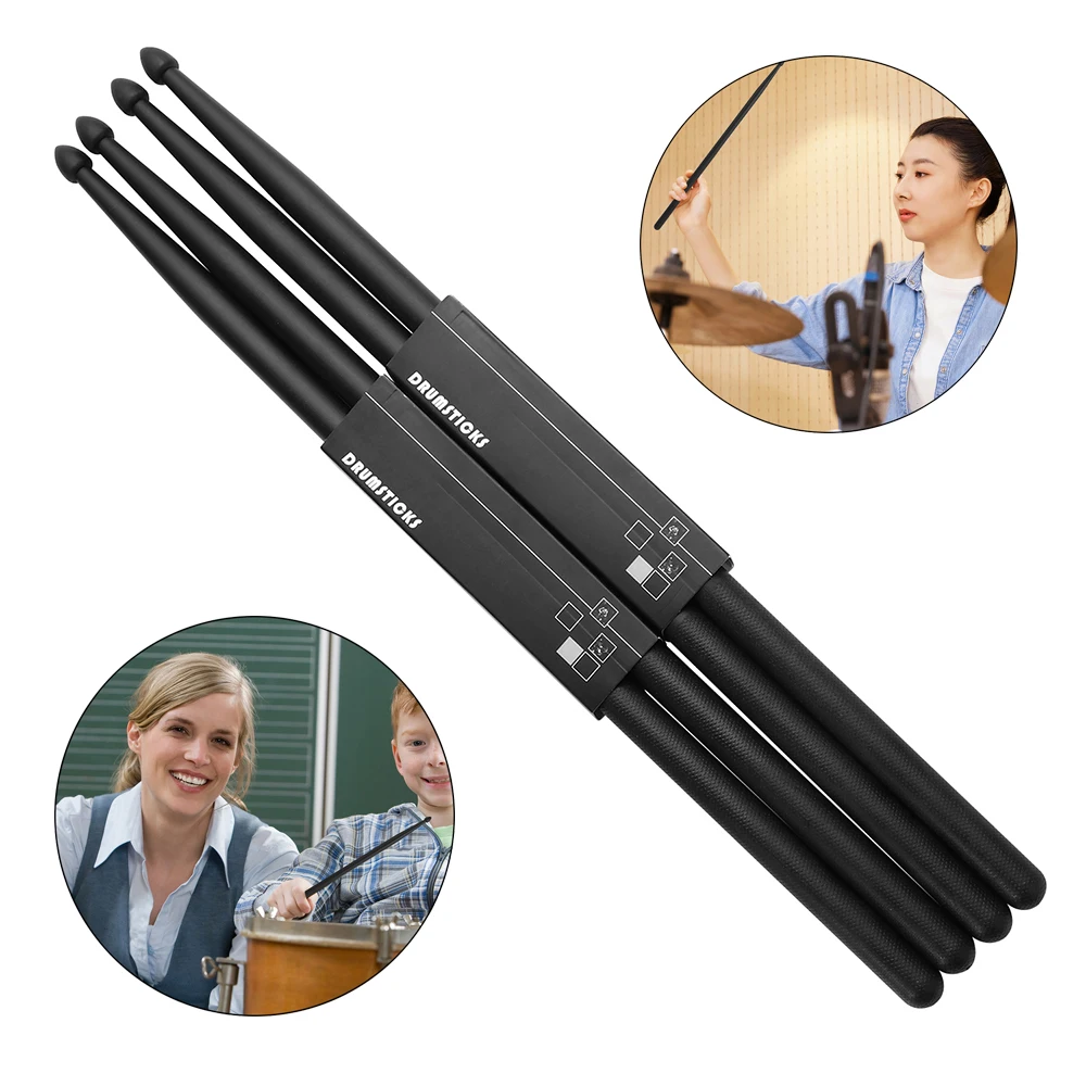 1pair 5A Nylon Drumsticks for Kids Light Durable Plastic Drum Sticks with Non-Slip Handles Professional Musical Instrument