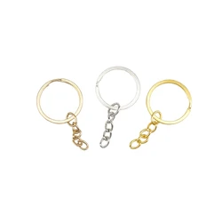 5Pcs/lot 27mm Key Rings With Chains Plated Round Split Keychain Keyrings For Jewelry Making Supplies