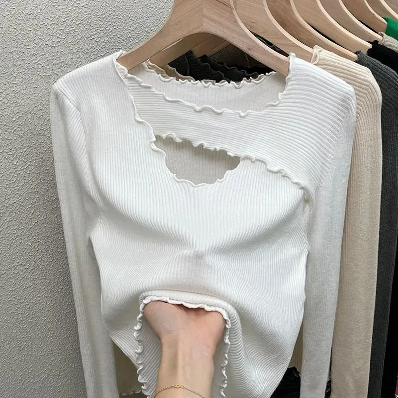 2025年秋冬新作 レディース ベースシャツ トップス ゆったり カジュアル 無地 プルオーバー 長袖 ニット アウター