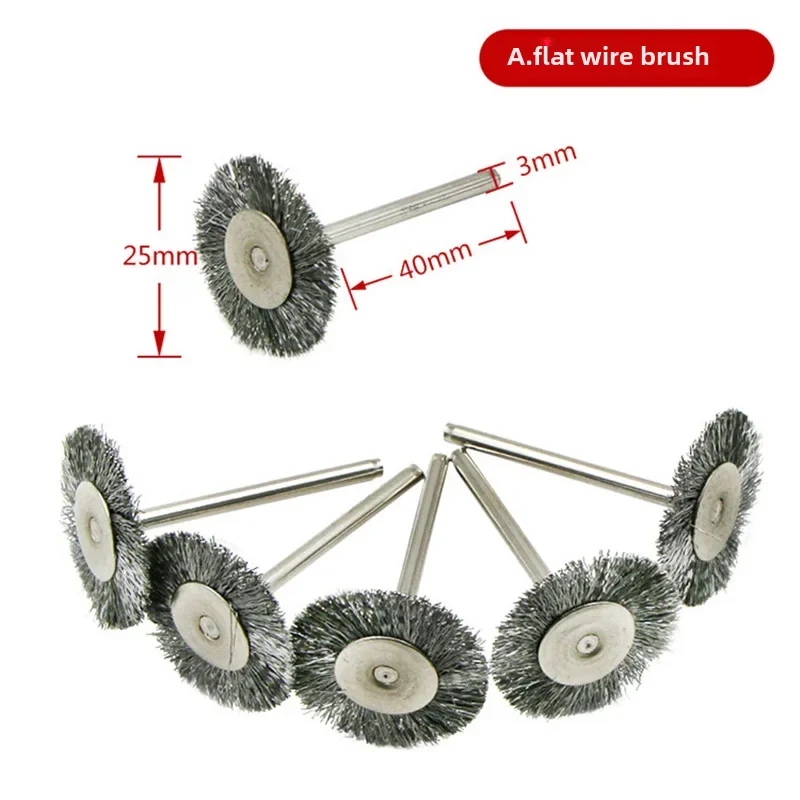 3MM Handle Mini Stainless Steel Wire Copper Wire Brush Grinding Wheel Small Electric Grinding Hanging Grinder Rust Removal Po...