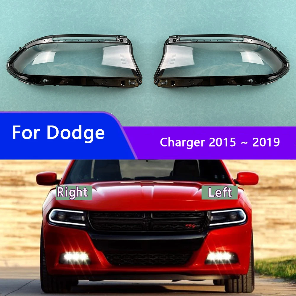 

For Dodge Charger 2015 2016 2017 2018 2019 Front Headlight Shell Headlamp Transparent Lampshade Cover Lens Plexiglass