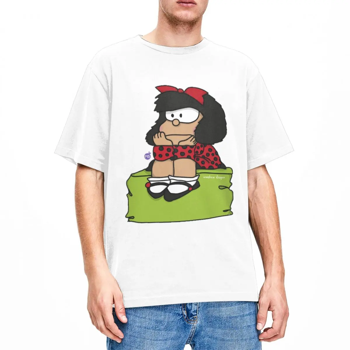 Funny Cute Mafalda Cartoon T-Shirts Men Women's O Neck 100% Cotton Short Sleeve Tees Birthday Present Clothes