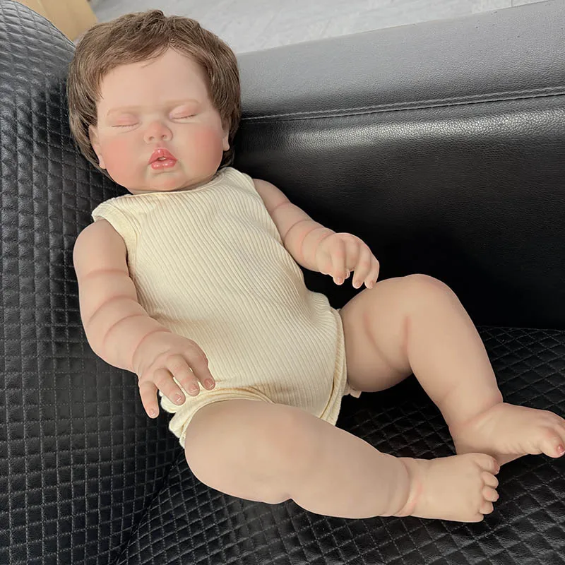 24inch 60cm  Pickle Cotton Body Reborn Sleeping Doll Toddler  Art Doll with Hand Rooted Hair