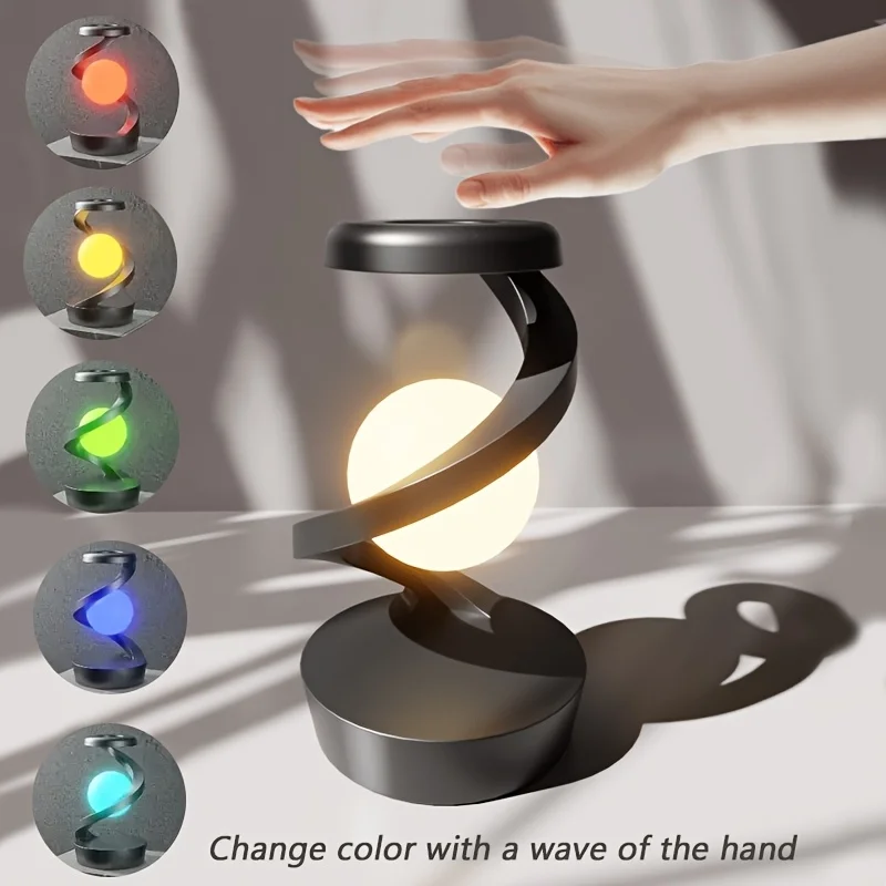 Wireless Charging Rotating Ambient Light - Creative Desktop Visual Levitation Lamp - Bedroom Night Light, Party Decoration