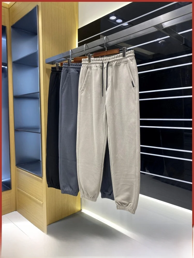 

Удобные мужские повседневные брюки из смеси хлопка, брюки с эластичной резинкой на талии, свободный крой, молодежная трендовая осенняя одежда, дышащие спортивные штаны