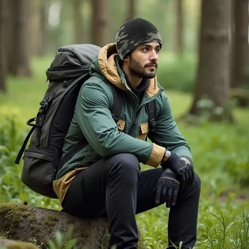 

Камуфляжная шапка-бини, мягкие флисовые шапки на осень-зиму для мужчин, уличная теплая уличная кепка с защитой ушей, дыня, женская уличная кепка H E2o7