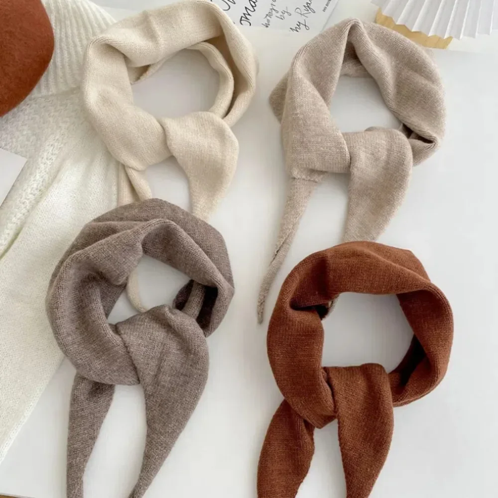 

Elegant Korean Style Knitted Triangle Scarf Windproof Thicken Winter Cashmere Scarves Casual Soft Women Cashmere Shawl Female