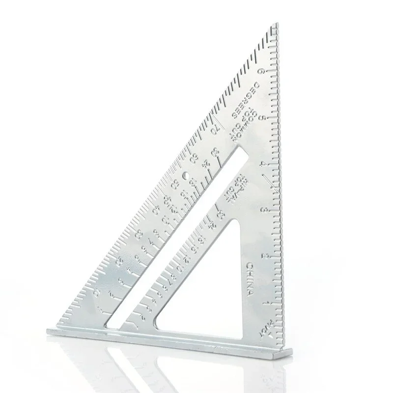 7Inch Carpenter Ruler Speed Square Protractor Aluminum Alloy Miter Framing Tri-square Line Scriber