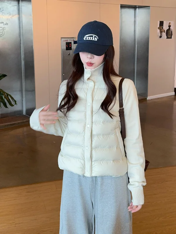 

Корейская утепленная зимняя куртка с воротником-стойкой, повседневная, модная, универсальная, с длинными рукавами, новинка 2025 года