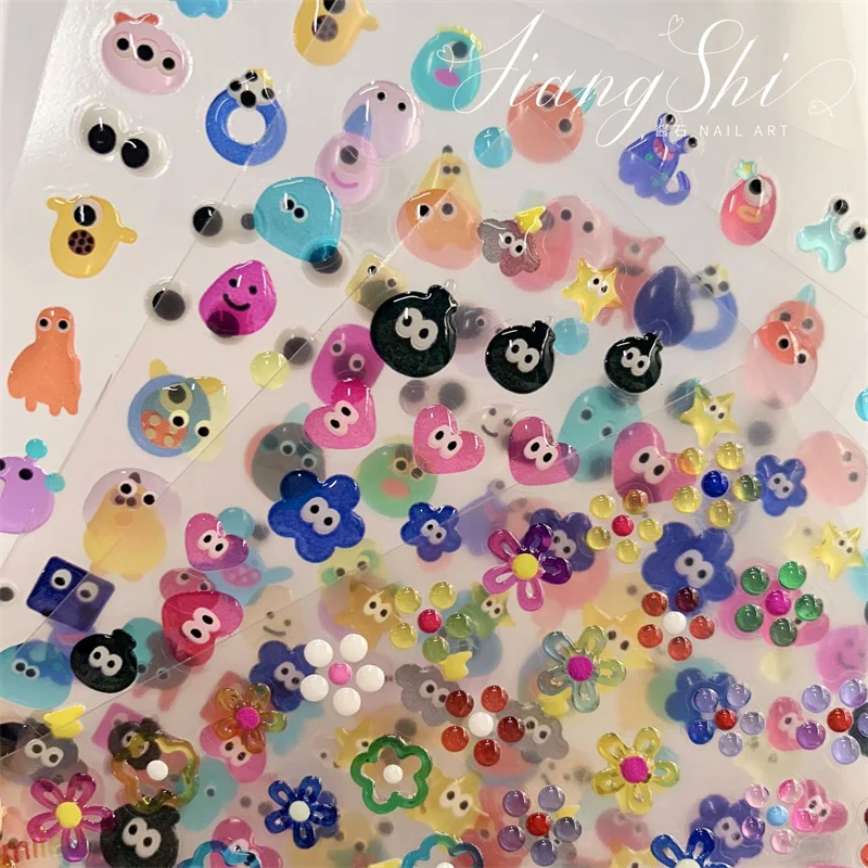 1 ~ 4 Stuks Schattige Nagelstickers Rijke En Kleurrijke Sticker Populaire Cartoon Gezichtsuitdrukking Nail Art Cartoon Nail Stickers Nail Art