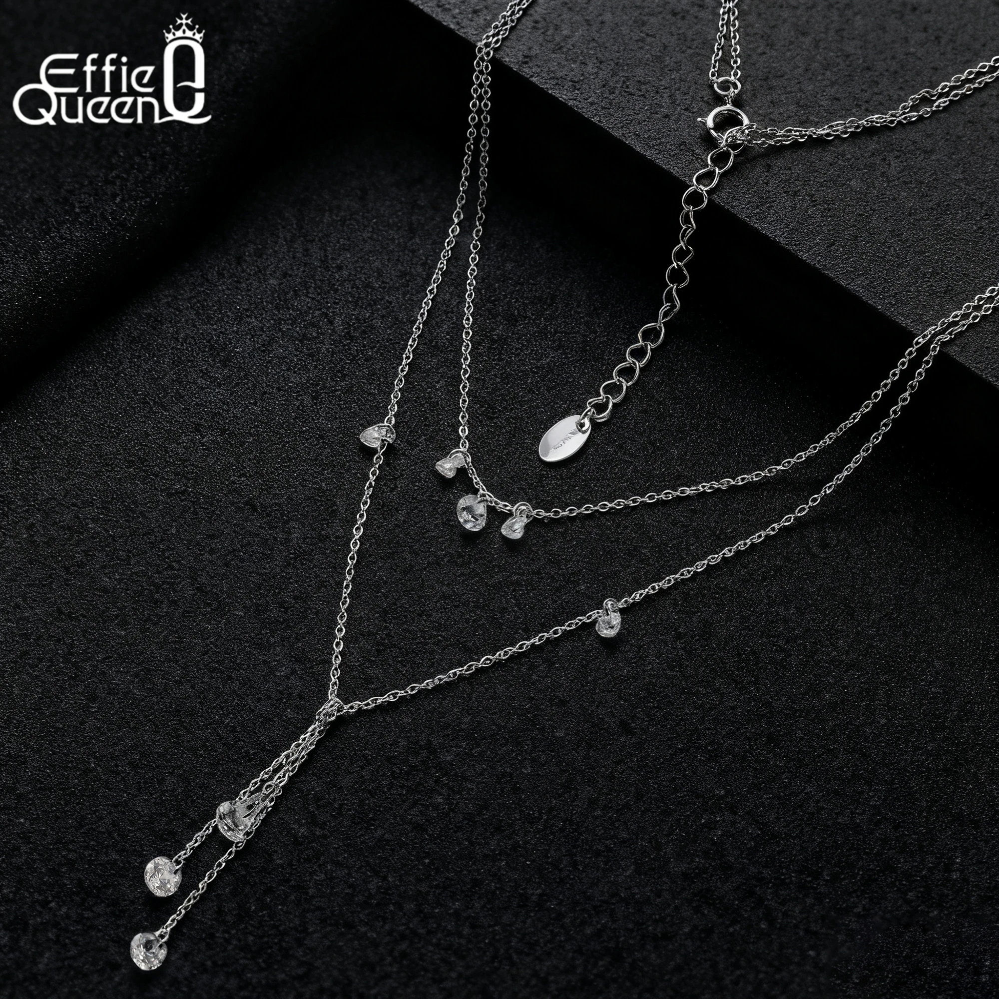 

EFFIE QUEEN 2025 Trend Necklaces 925 Silver Chains Choker Necklace Zirconia Pendant 14k Gold Neck Chain for Women Casual BQN20