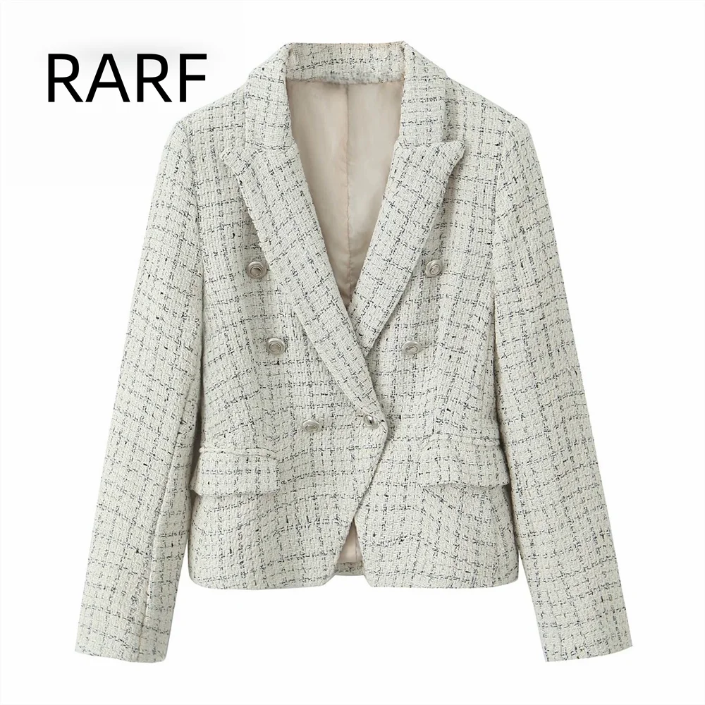 

Women's clothing 2024 winter temperament small fragrant style lapel texture double breasted suit woolen coat