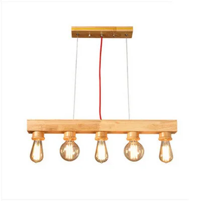 

Vintage Wooden Suspension Light Wood Bar Pendant Light WitLED E27 Edison Bulbs Wire Droplight Bar Cafe Room Lighting Fixture