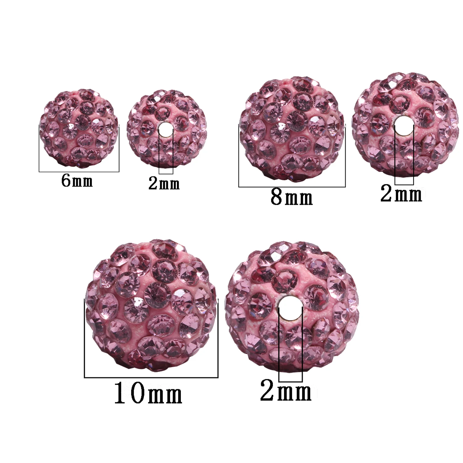 10pcs/lot 6 8 10mm Mixed Colors Rhinestone Clay Paved Crystal Ball Beads Spacer Bead For Jewelry Making Bracelet DIY Accessories