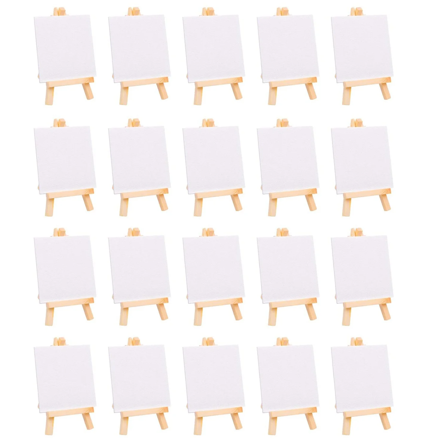 20Pcs Mini Canvas Drawing Board with Easel, Painting Canvas Panel, Suitable for Art Painting Party Supplies