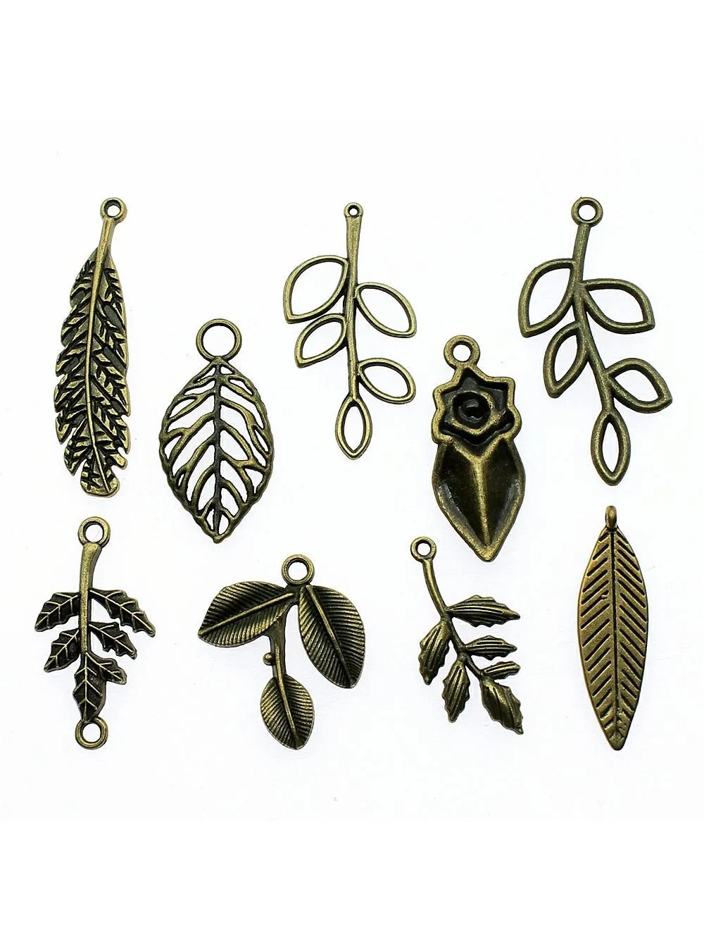 10 sztuk gałąź drzewa zawieszki Charms antyczny brąz kolor gałąź liście piękna biżuteria DIY oddział Charms do tworzenia bransoletek — zdjęcie 2